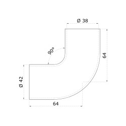 Spojovací oblúk s medzikusmi ø 42 mm, brúsená AISI 304