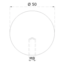 Guľa plná so závitom M8 / ø 50 mm, brúsená nerez AISI 304