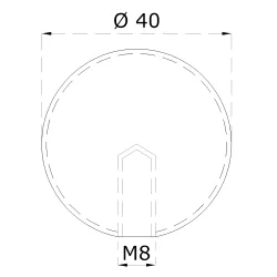 Guľa dutá so závitom M8 / ø 40 mm, brúsená nerez AISI 304