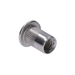 AISI304 nitovacia matica M10, plochá, rýhovaný driek, L-19mm