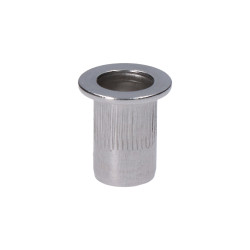 AISI304 nitovacia matica M10, plochá, rýhovaný driek, L-19mm