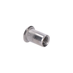 AISI304 nitovacia matica M8, plochá, rýhovaný driek, L-15.5mm