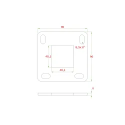 Kotviaca platňa (90x90x4mm), otvor: 40.1x40.1mm, bez povrchovej úpravy /AISI304