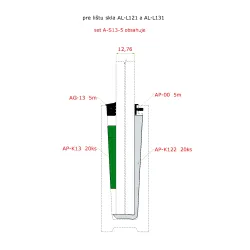 5m set pre 12,76mm sklo, ku AL profilom