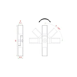 Spoj s kĺbom, ø 8 mm (0-100°), brúsená nerez AISI 304
