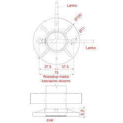 Nerezový stĺp, vrchné kotvenie, 8 dierový na lanko, rohový: 90°, vrch pevný (ø 42.4x2mm), brúsená nerez K320 /AISI304
