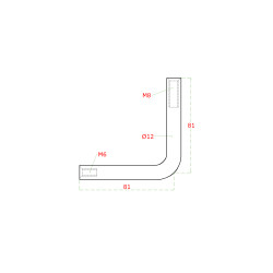 Uholník 90°, ø 12 mm, M6/M8, brúsená nerez AISI 304