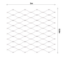 Lankova sieť, 0,8 x 5 m, oko 50 x 50 mm, o 1,5 mm, AISI 316