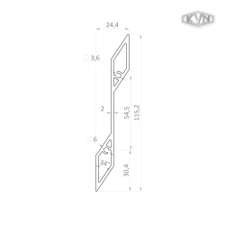 2 mm hrubý profil na výplň 115,2x24,4mm, materiál EN AW-6060 T66, prírodný hliník bez povrchovej úpravy, cena za meter