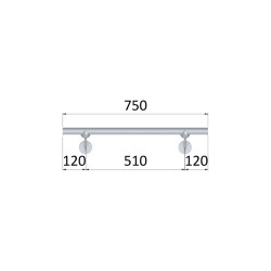 Led madlo ø 42.4mm, L-750mm, brúsená nerez AISI304