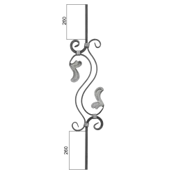 Tyč L 960mm, materiál 12x12mm, ornament 440x150mm
