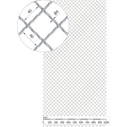 Rebierkové pletené sito - vzor Diamant, oko: 40x40mm, priemer pletiva 4mm, rozmer 1000x2000mm, žiarovo pozinkované