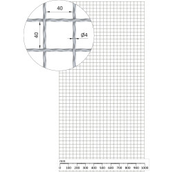 Rebierkové pletené sito - rovné, oko: 40x40mm, priemer pletiva 4mm, rozmer 1000x2000mm, žiarovo pozinkované