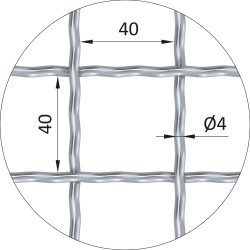 Rebierkové pletené sito - rovné, oko: 40x40mm, priemer pletiva 4mm, rozmer 1000x2000mm, žiarovo pozinkované