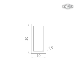Jokel 20x10x1.5mm, materiál EN AW-6060 T66, prírodný hliník bez povrchovej úpravy, cena za meter