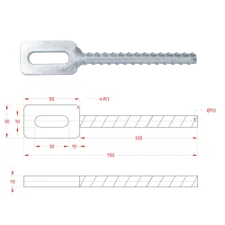 Kotvenie do betónu na plotové dielce 130*30mm, na vrták ø 10mm, Zinkované