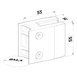 DOPREDAJ! Svorka skla na trubku ø 42,4 mm, sklo 10 - 12,76 mm, AISI 304