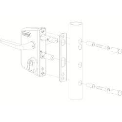 LOCINOX® Zámkový set LAKQ U2 pre profil Ø80 - Ø100 mm (kazeta, zámok, hliníkové kľučky, cylindrická vložka), strieborná farba