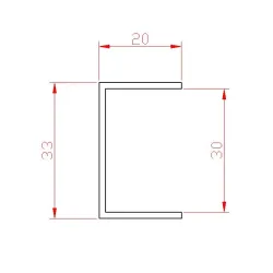 U-profil L-2000mm, 20x33x20x1,5mm, zinkovaný plech, použitie pre lamelu KLZ35Zn, cena za 2 metrový kus