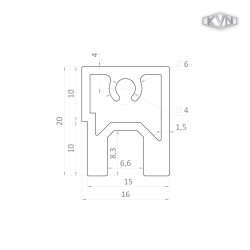 Profil 20x16mm, L-6000mm, hliník bez povrchovej úpravy