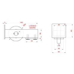 Samonosný systém 60x60x4mm posuvnej brány do 150kg/4m otvor (W39/60Fe 6m čierný profil, 1x W-SET60F2)