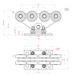 Vozík INTERMEDIO pre samonosný systém Combi Arialdo do 470kg, 8 kolieskov, pre profil 80x85mm