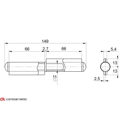 Pánt dvojdielny 140mm