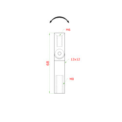 Čap s kĺbom 12 x 12 x 68 mm, závit M6/M8, AISI 304