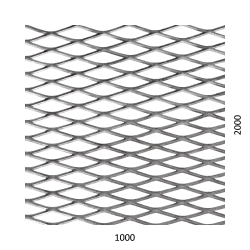 Ťahokov Fe kosoštvorcové oko: 42x14mm,  (1000x2000x1,5mm)