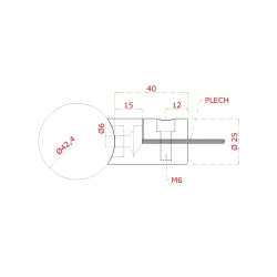 Svorka pre plech 1,5 - 2,5 mm na trubku ø 42,4 mm, AISI 304
