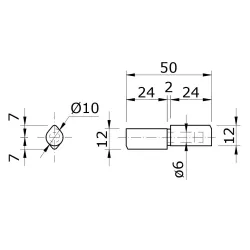 Pánt dvojdielny 50x10mm, pozinkovaný tŕň