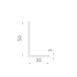 L profil 50x30x3mm, L-6000mm, hliník bez povrchovej úpravy