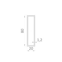 Jokel 80x20x1.2mm, L-6000mm, hliník bez povrchovej úpravy