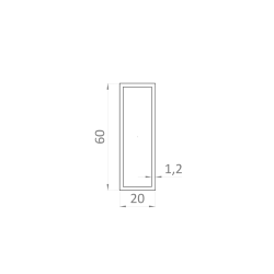 Jokel 60x20x1.2mm, L-6000mm, hliník bez povrchovej úpravy