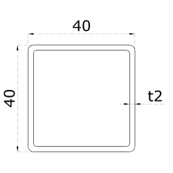 Profil 40 x 40 x 2 x 6000 mm, leštená nerez AISI 304