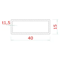 Profil 40 x 15 x 1,5 x 5000 mm, brúsená nerez AISI 304