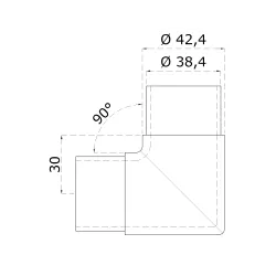 Spojka rohová na trubku ø 42,4 mm, leštená nerez AISI 304