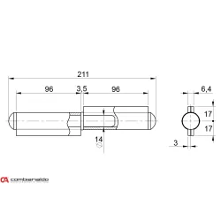 Pánt dvojdielny 200mm