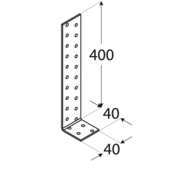 Uholník kotevný 400x40x40mm, 2,0mm, pozink, otvory priemer 5mm-44ks