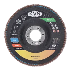 Prémiový lamelový kotúč na oceľ a nerez, 125mm, zrno 40, extra hrubý PREMIUM, 100% zirconia, kónický