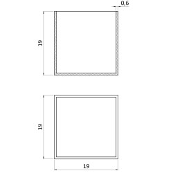 Ukončenie na jokel 15 x 15 mm, brúsená nerez AISI 304