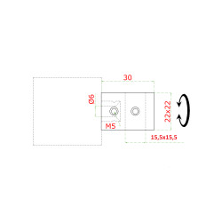 Držiak profilu 15 x 15 mm, plochý, brúsená nerez AISI 304