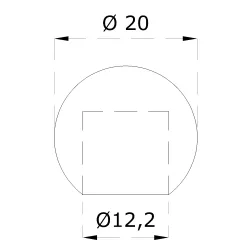 Guľa koncová ø 20 mm na trubku ø 12 mm, brúsená AISI 304