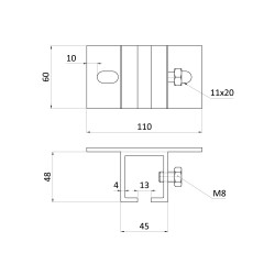 Držiak horný pre profil C920P závesného systému KVN gate systems