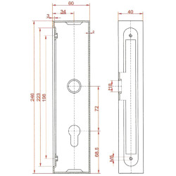 Kazeta 245x60x40mm,na profil 60x40mm so zámkom ZM72/50
