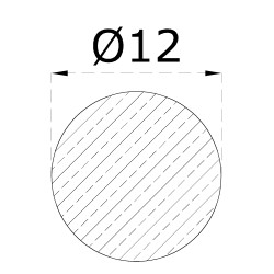 Tyč kruhová ø 12mm, kartáčovaná nerez /AISI304, cena za 1m