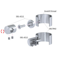 Držiak tyče ø 12 mm na trubku ø 42,4 mm, brúsená AISI 304