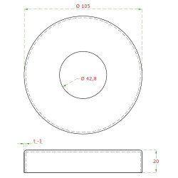 Kryt príruby ø105mm na trubku ø42.4mm, brúsená AISI304