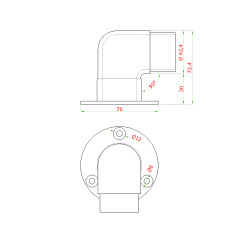 Spojka rohová 90° na trubku ø42.4mm, brúsená AISI304