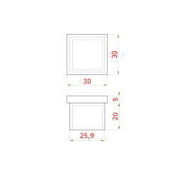 Ukončenie na jokel 30 x 30 mm, brúsená nerez AISI 304